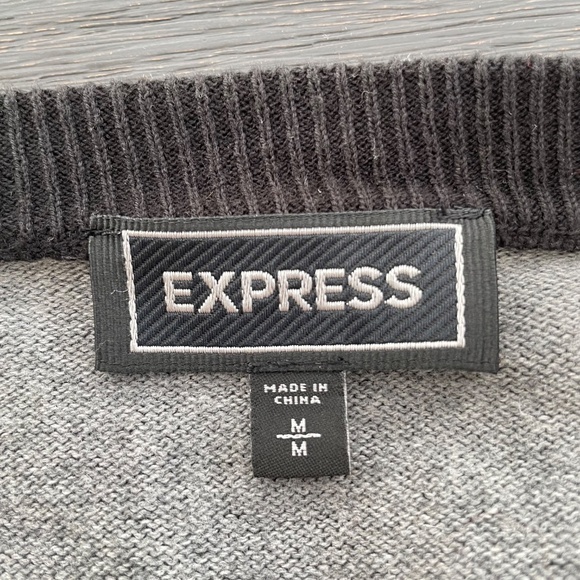EXPRESS Men’s Size Medium Black & Gray Color Block Cardigan Sweater - Picture 3 of 5